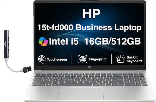 HP 15t-fd000 Business Laptop Intel i5 16GB/512GB Touchscreen Fingerprint Backlit Keyboard