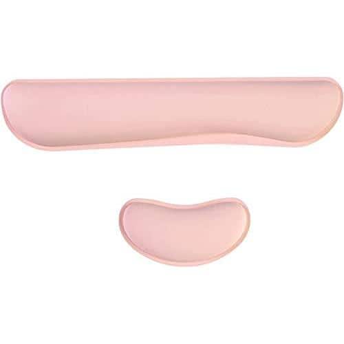 Earthley Blooms - Upgrade Cleanable Pu Leather Wrist Rest Pad & Mouse Cushion Support For School Home Office Computer Laptop - Pink