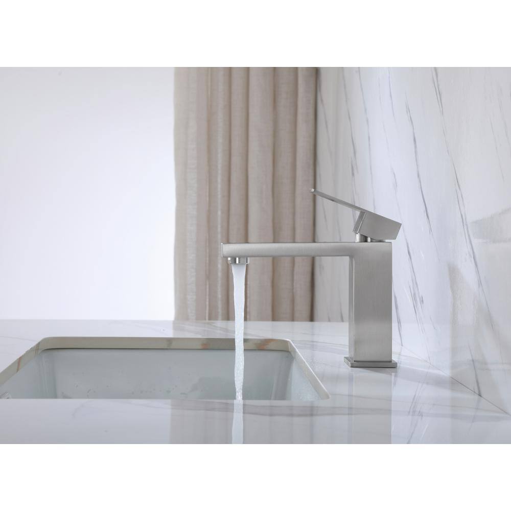 Alt View 6. Elegant Kitchen and Bath - Jakob Single Hole Single Handle Bathroom Faucet in Brushed Nickel - Brushed Nickel.