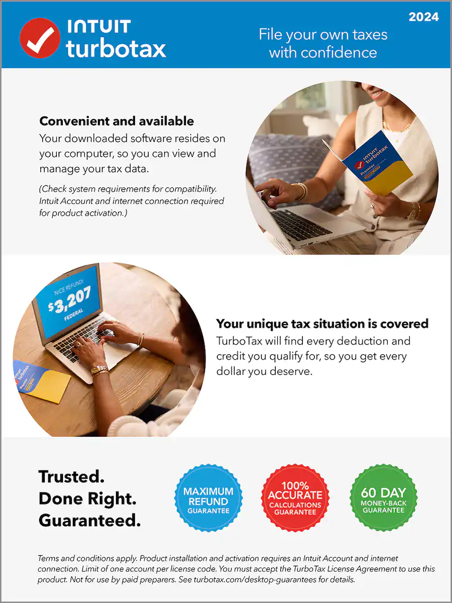 TurboTax Home & Business 2024 Federal + E file & State Mac OS, Windows ...