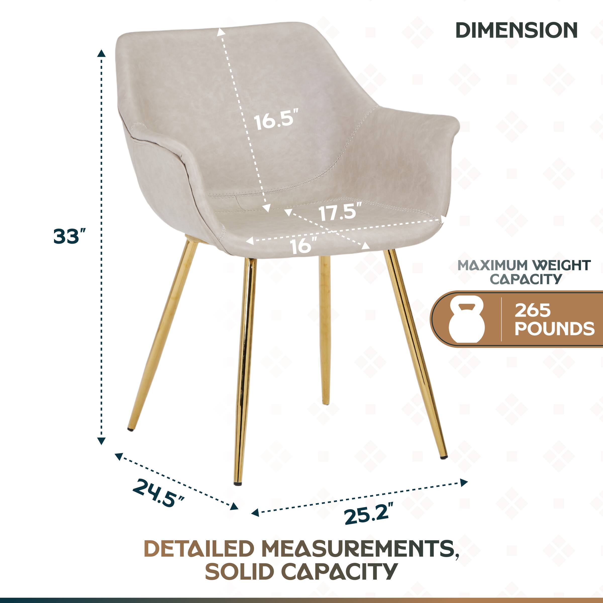 DIMENSION  
16.5" 33" 17.5" 16"  
MAXIMUM WEIGHT CAPACITY 265 POUNDS  
24.5" 25.2"  
DETAILED MEASUREMENTS, SOLID CAPACITY