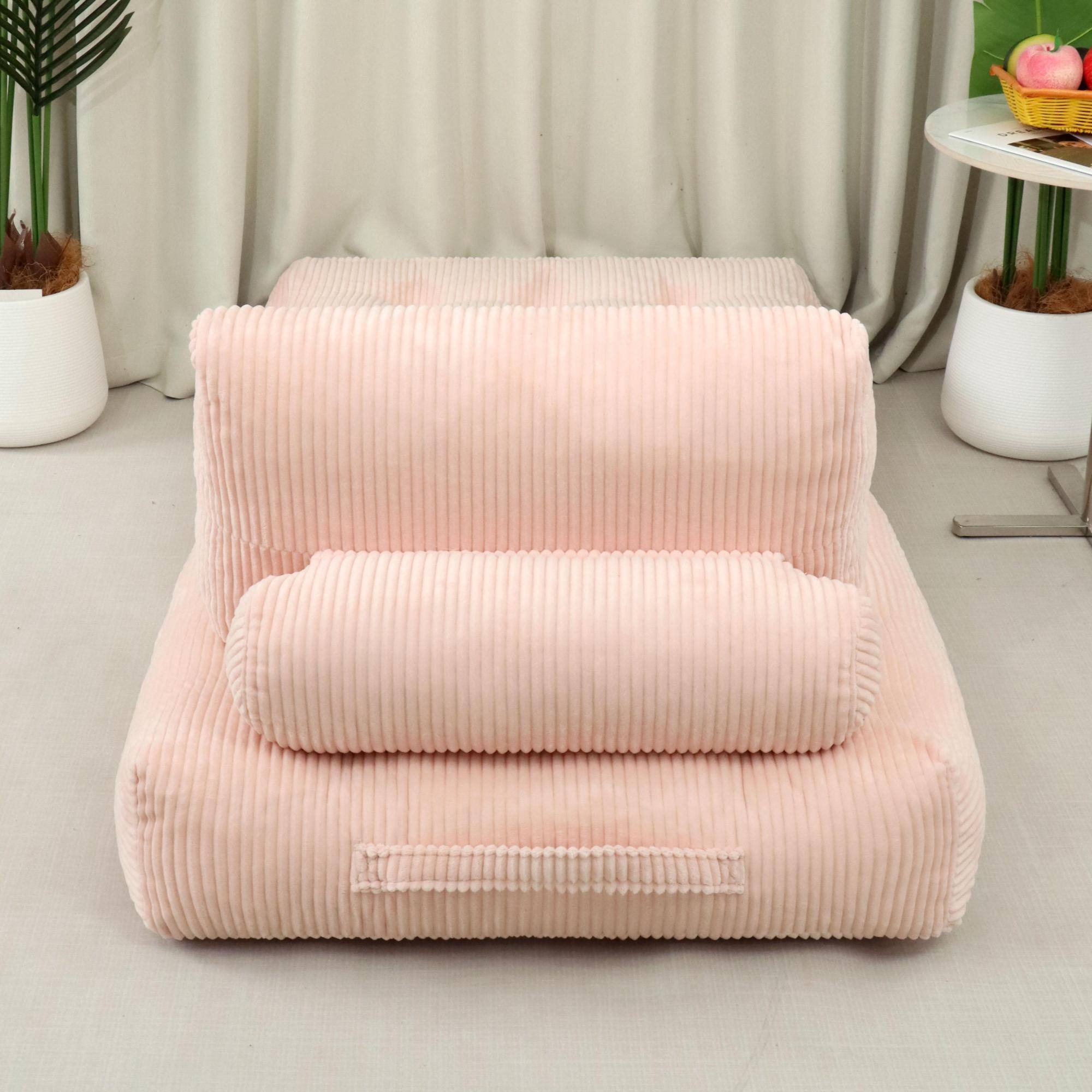 Alt View 1. GOODSILO - Corduroy Fabric Beanbag Couch for Living Room, Bedroom and Dorm, Cozy Fluffy Cloud Mini Couch - Pink.