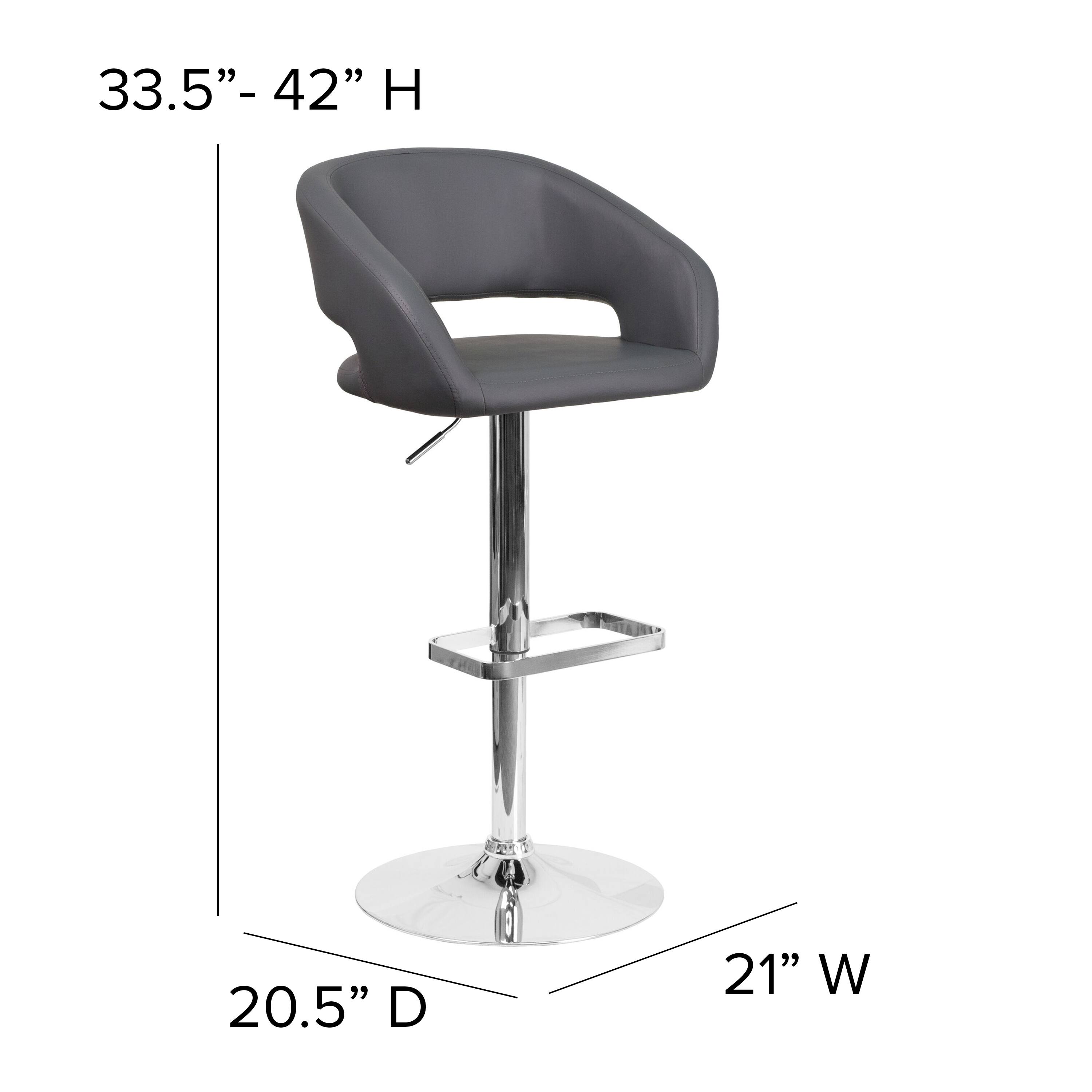Alt View 16. Alamont Home - Contemporary Vinyl Adjustable Height Barstool with Rounded Mid-Back - Gray Vinyl.