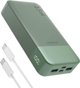 JUOVI - 20000mAh 45W USB-C PD Laptop Power Bank with LED Display and 4-Port Fast Charging - Green
