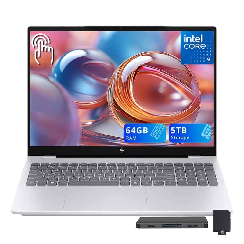 HP - OmniBook 7 16" 2K Touchscreen Laptop,Intel Core 9 270H,64GB DDR5,4TB SSD+1TB Dock Set,Backlit Keyboard,Win 11 - Silver