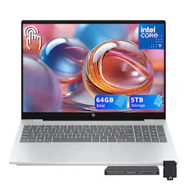 HP - OmniBook 7 16" 2K Touchscreen Laptop,Intel Core 9 270H,64GB DDR5,4TB SSD+1TB Dock Set,Backlit Keyboard,Win 11 - Silver