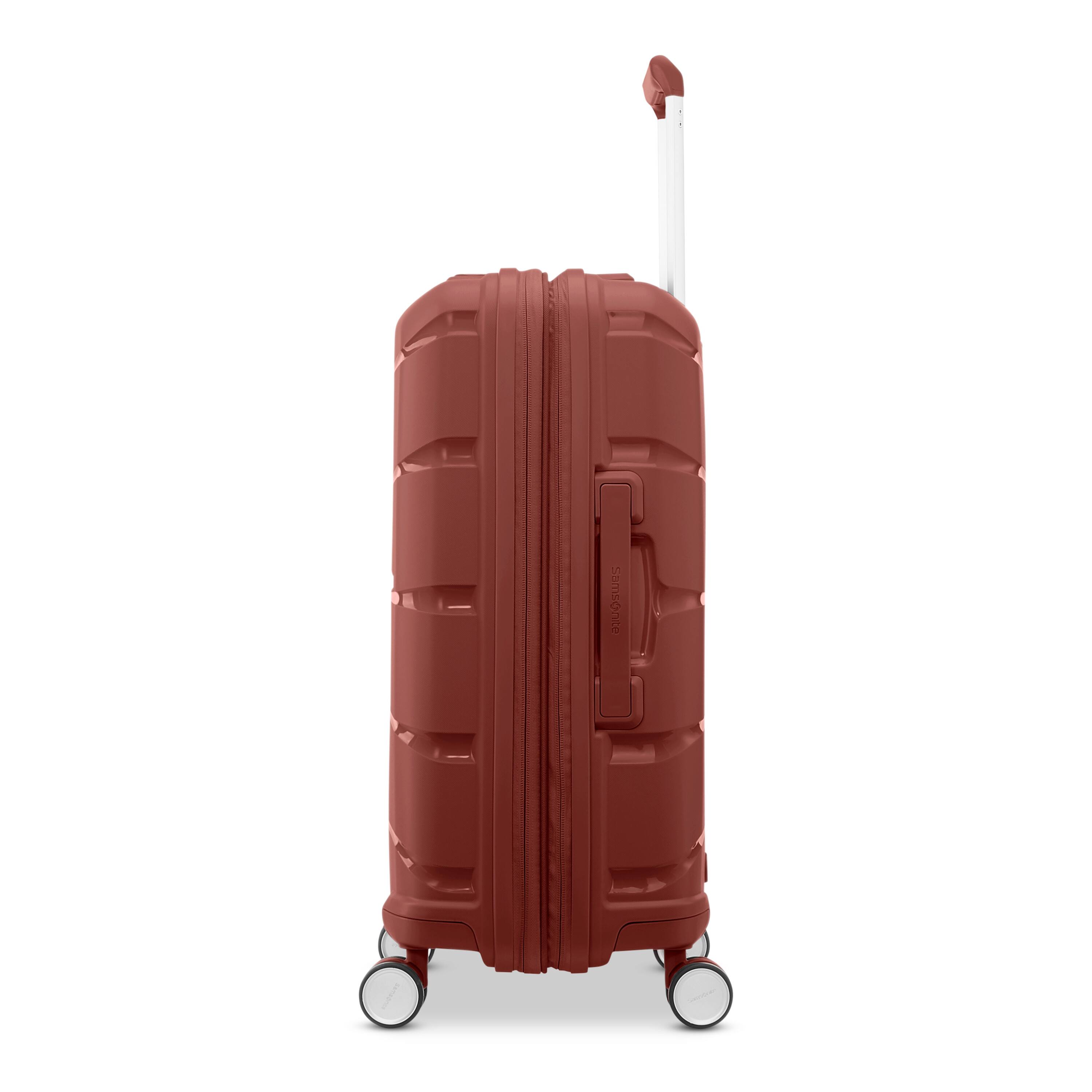 Left. Samsonite - Outline Pro Medium Spinner Suitcase - Mars Red.