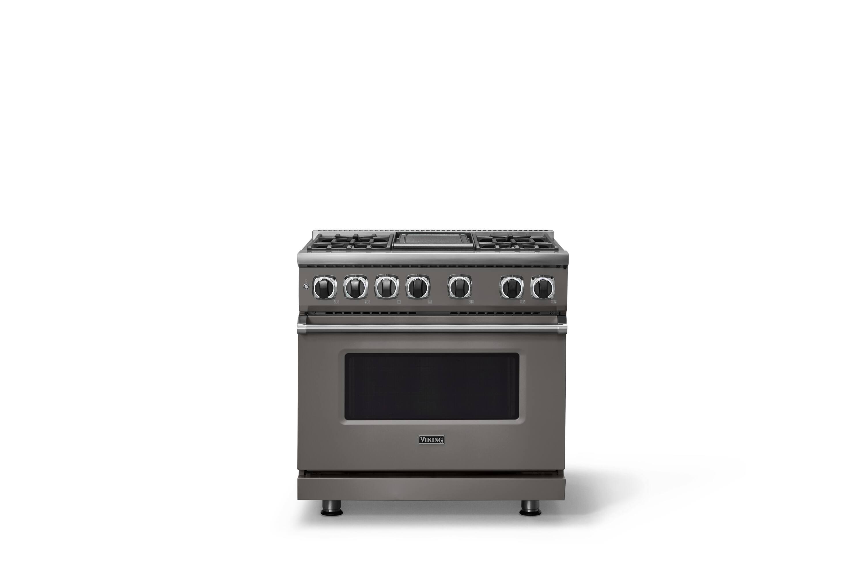Alt View 4. Viking - 36 in. Wide 4 Burner Freestanding 7 Series Dual Fuel Self-Clean Range - Damascus Gray.