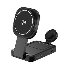 SKRAN - Triple Wireless Charger - Magnetic Phone Stand with Qi2 Certified, MagSafe Wireless Charging for Apple - Black