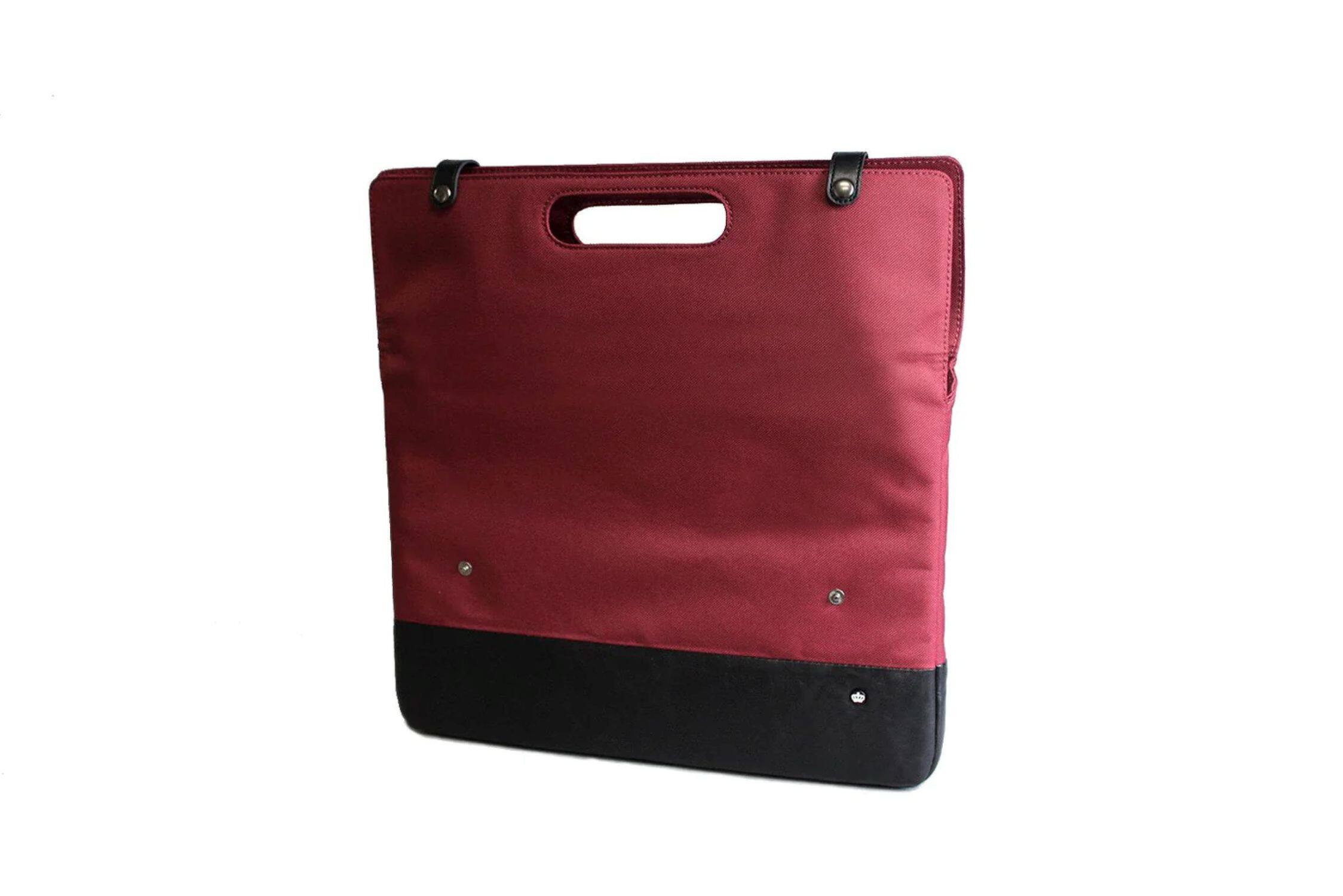 Angle. PKG - Grab-Bag Foldover Tote Bag - Burgundy.