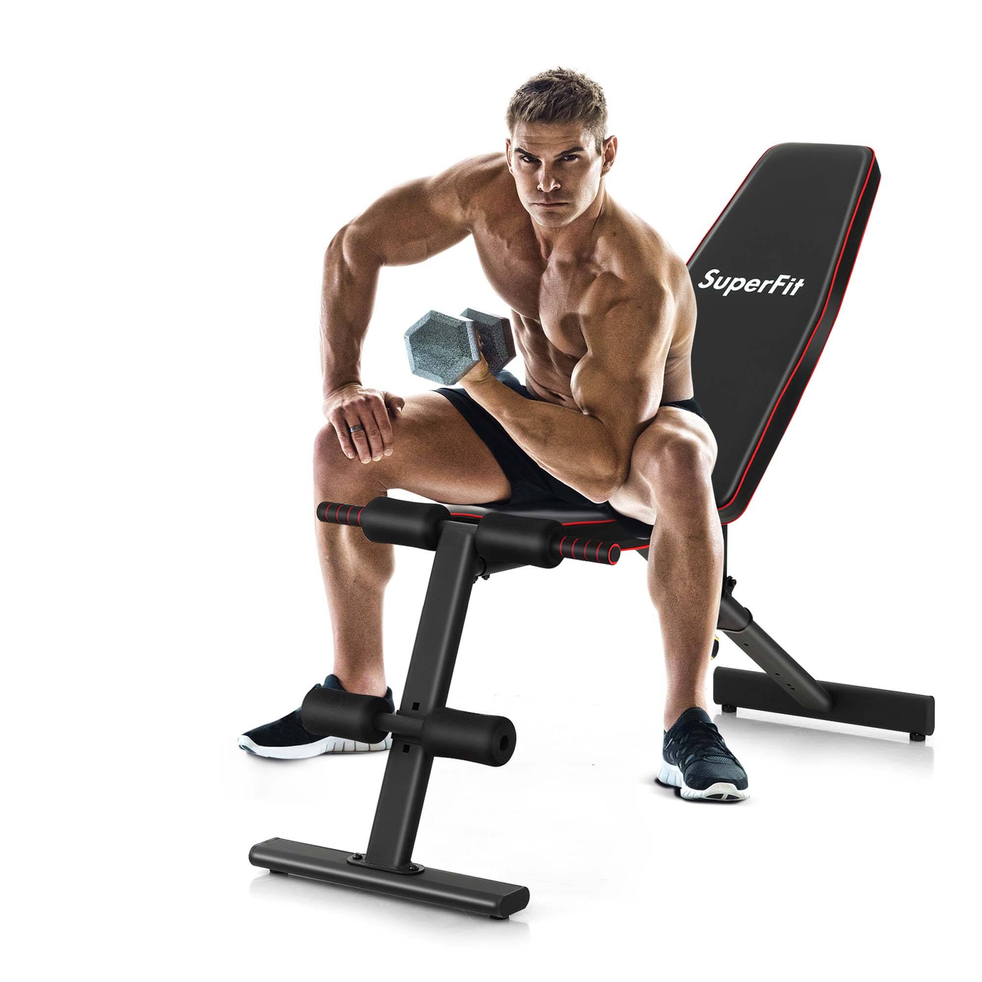 Alt View 19. Costway - Adjustable Weight Bench for Full Body Strength Training Incline Decline Home Gym - Black.