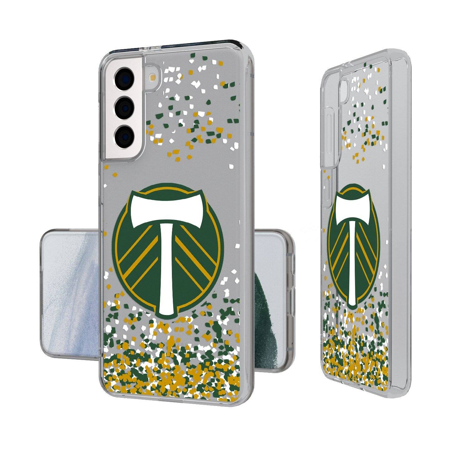 Alt View 1. Keyscaper - Portland Timbers Galaxy Confetti Clear Case - S21 Plus - Multicolor.