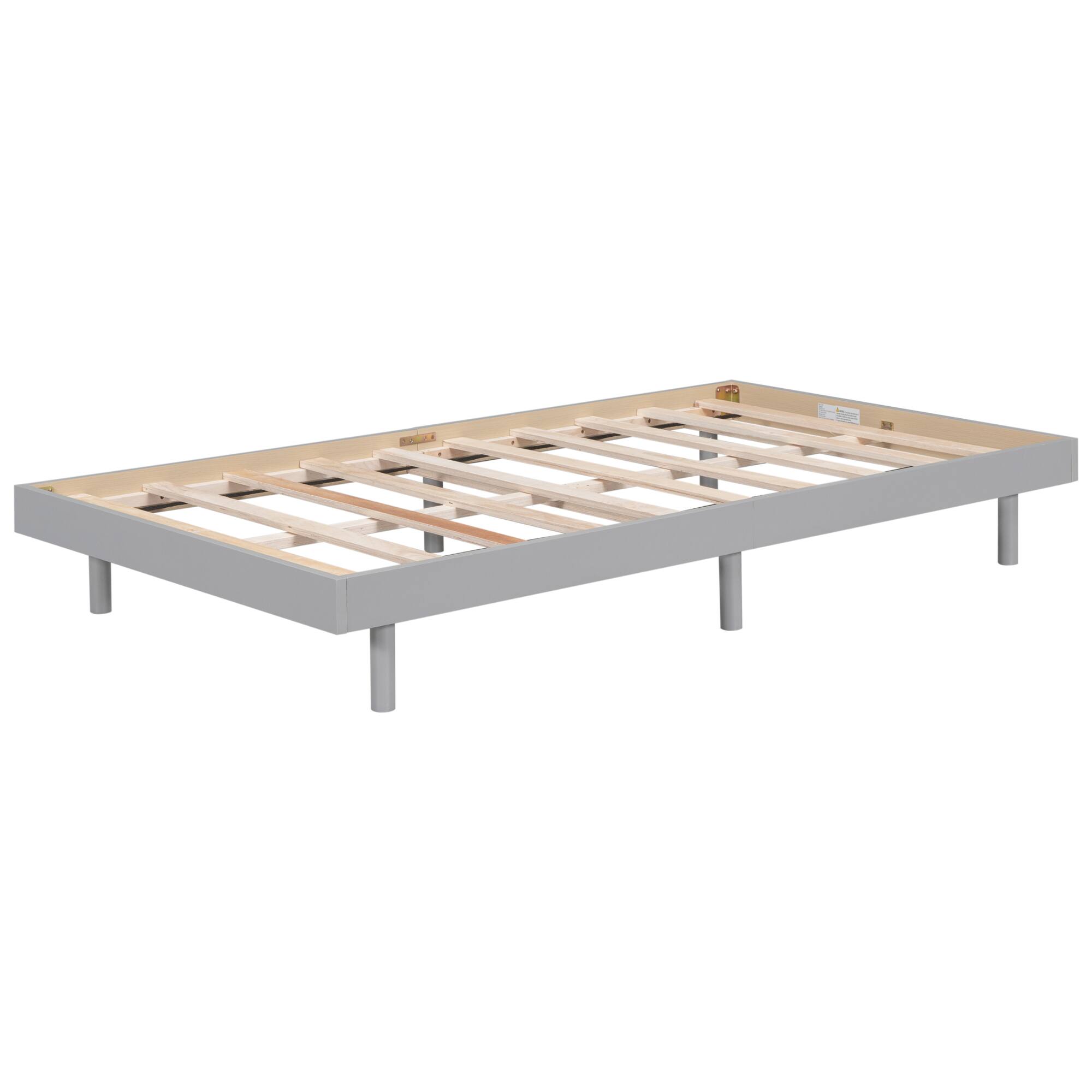 Alt View 2. GOODSILO - Modern Twin Size Floating Platform Bed Frame with Clean Design and Sturdy Construction - Grey.