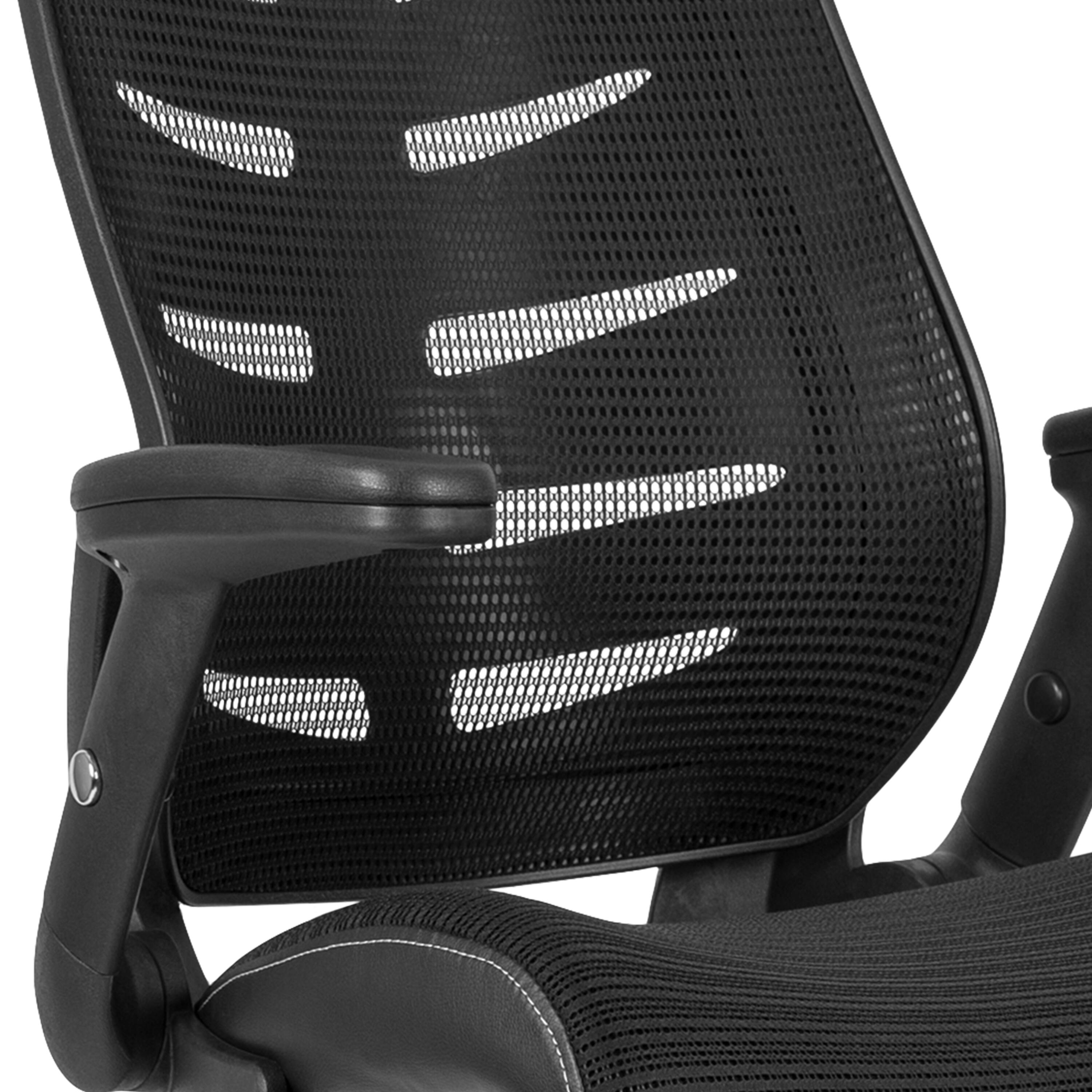 Alt View 10. Emma + Oliver - High Back Mesh Ergonomic Drafting Chair with Adjustable Flip-Up Arms - Black.