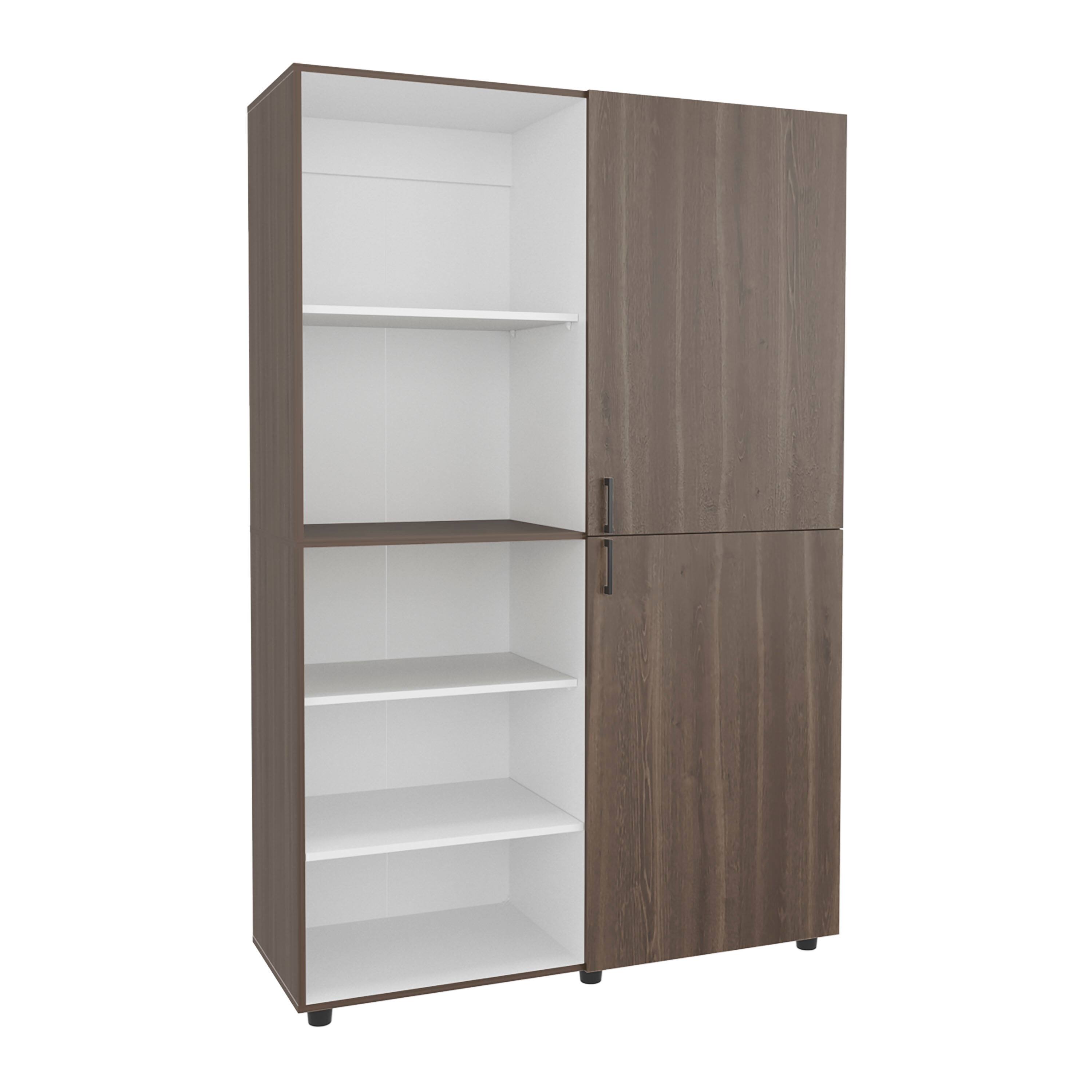 Alt View 1. TuHome - Eco High One Door Freestanding Armoire With Hanging Rod And Interior Shelves, Compact Bedroom Wardrobe - White, Mahogany.