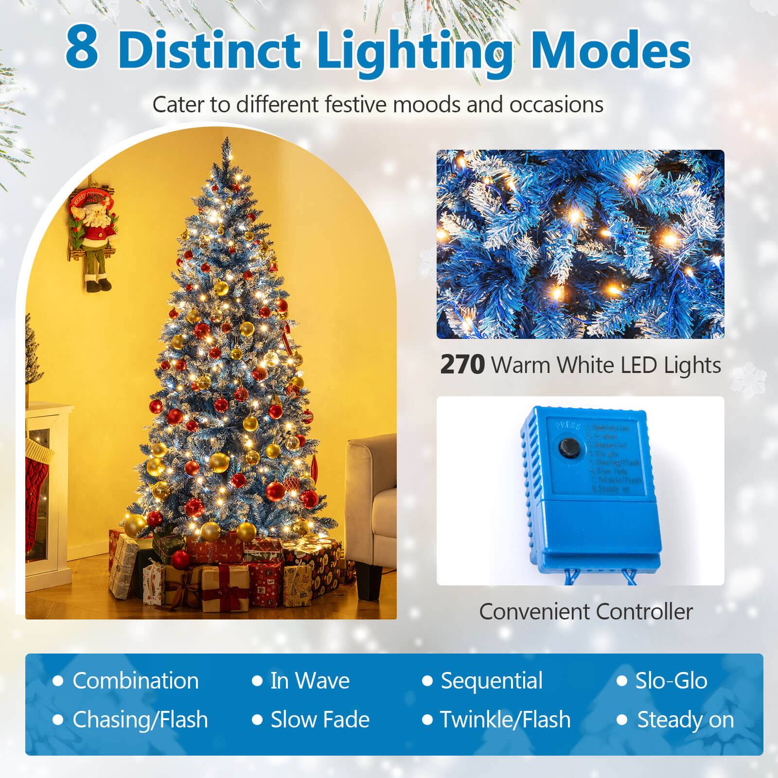 8 Distinct Lighting Modes  
Cater to different festive moods and occasions  

270 Warm White LED Lights  

Convenient Controller  

- Combination  
- Chasing/Flash  
- In Wave  
- Slow Fade  
- Sequential  
- Twinkle/Flash  
- Slo-Glo  
- Steady on