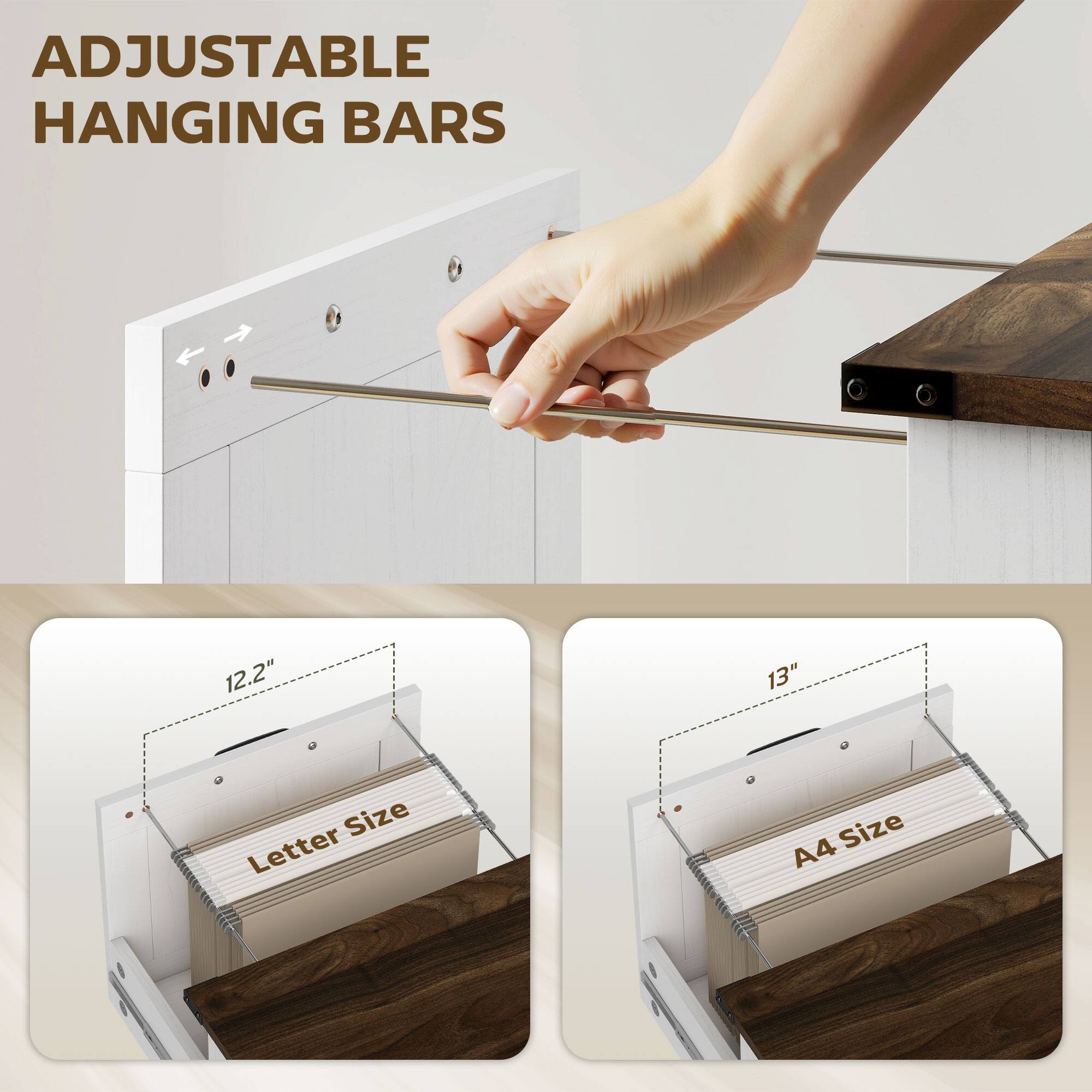 ADJUSTABLE HANGING BARS

12.2" Letter Size

13" A4 Size