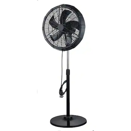 Front. Optimus - 18" 3-Speed Oscillating Outdoor Stand Fan with Misting Ring, F-1888 - Black.