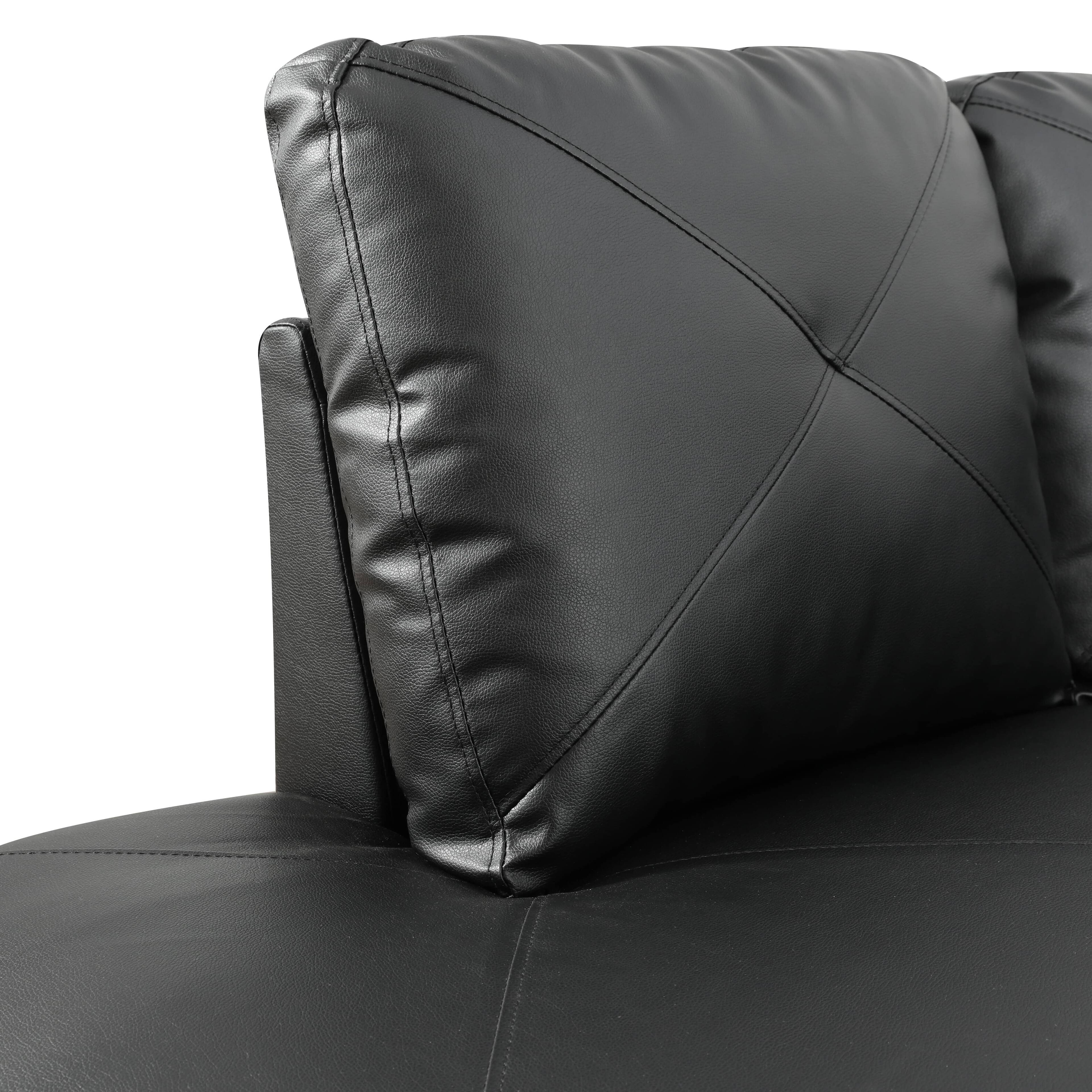 Angle. Boyel Living - Premium Semi PU Upholstered Sofa Solid Wood Frame Double Spring with Right Chaise Lounge - Black.