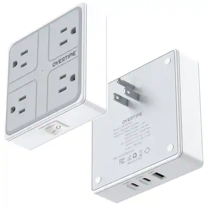 OVERTIME
Model: OWPE83WH
Input: AC 100-240V~50/60Hz 125V-
Rated Voltage: 125V
Rated Current: 10A
Rated Power: 1250W
Output: DC 5V=3.4A
USB-A+CT+C2
Max Power: 17W
S/N: A251220000120
Made in China
FC
y85n