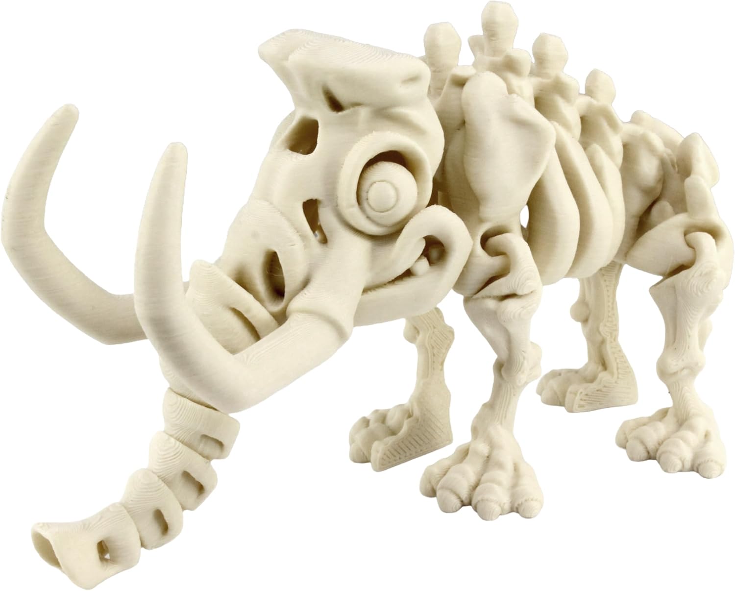 3D Printed Skeleton Woolly Mammoth, Prehistoric Collectible Articulating Dinosaur Figurine Desk Décor White by PowerTRC
