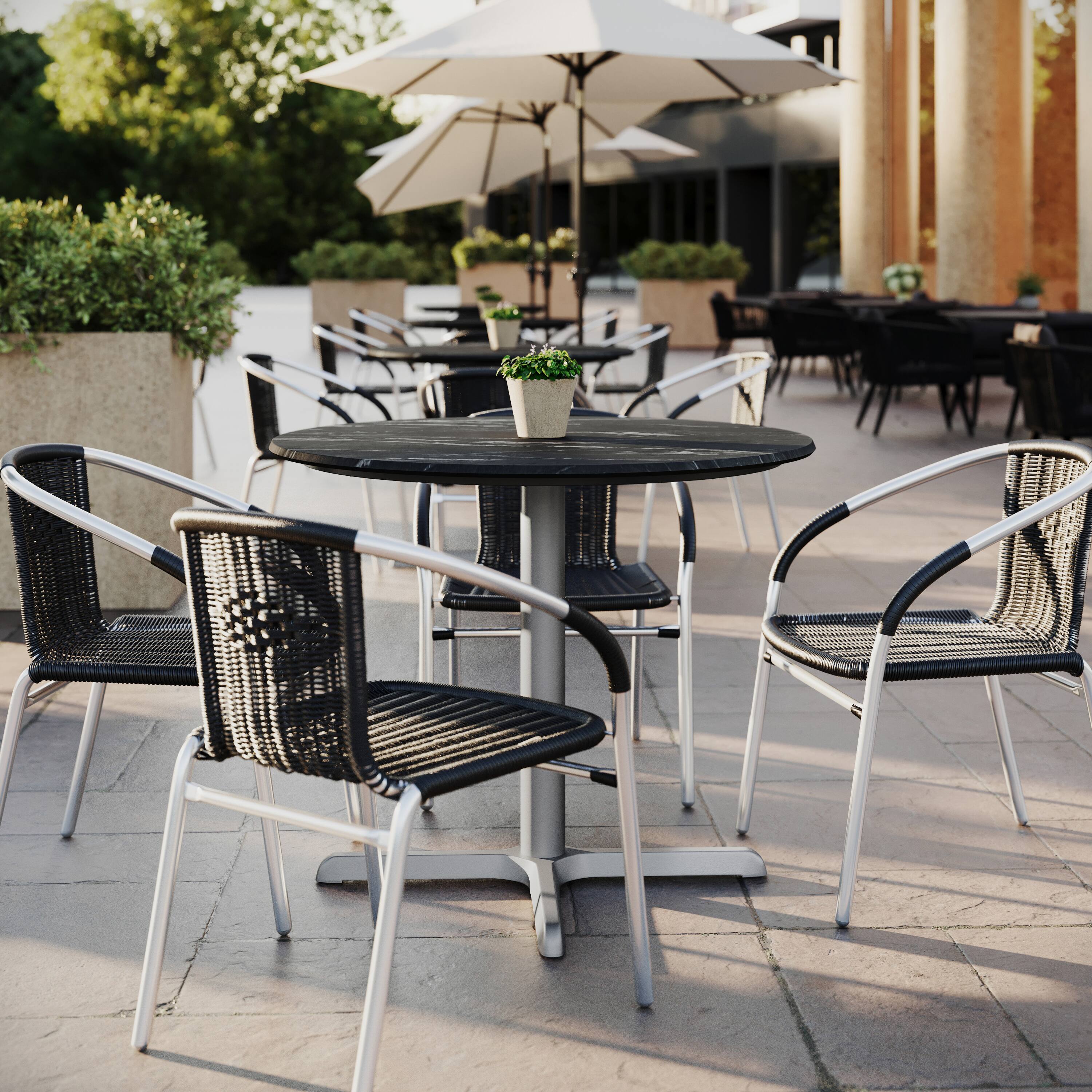 Alt View 4. Emma + Oliver - PureShield HPL Wrapped Tabletop, Seamless Edge, Scratch & Stain Resistant, Commercial Grade - Black Faux Marble.
