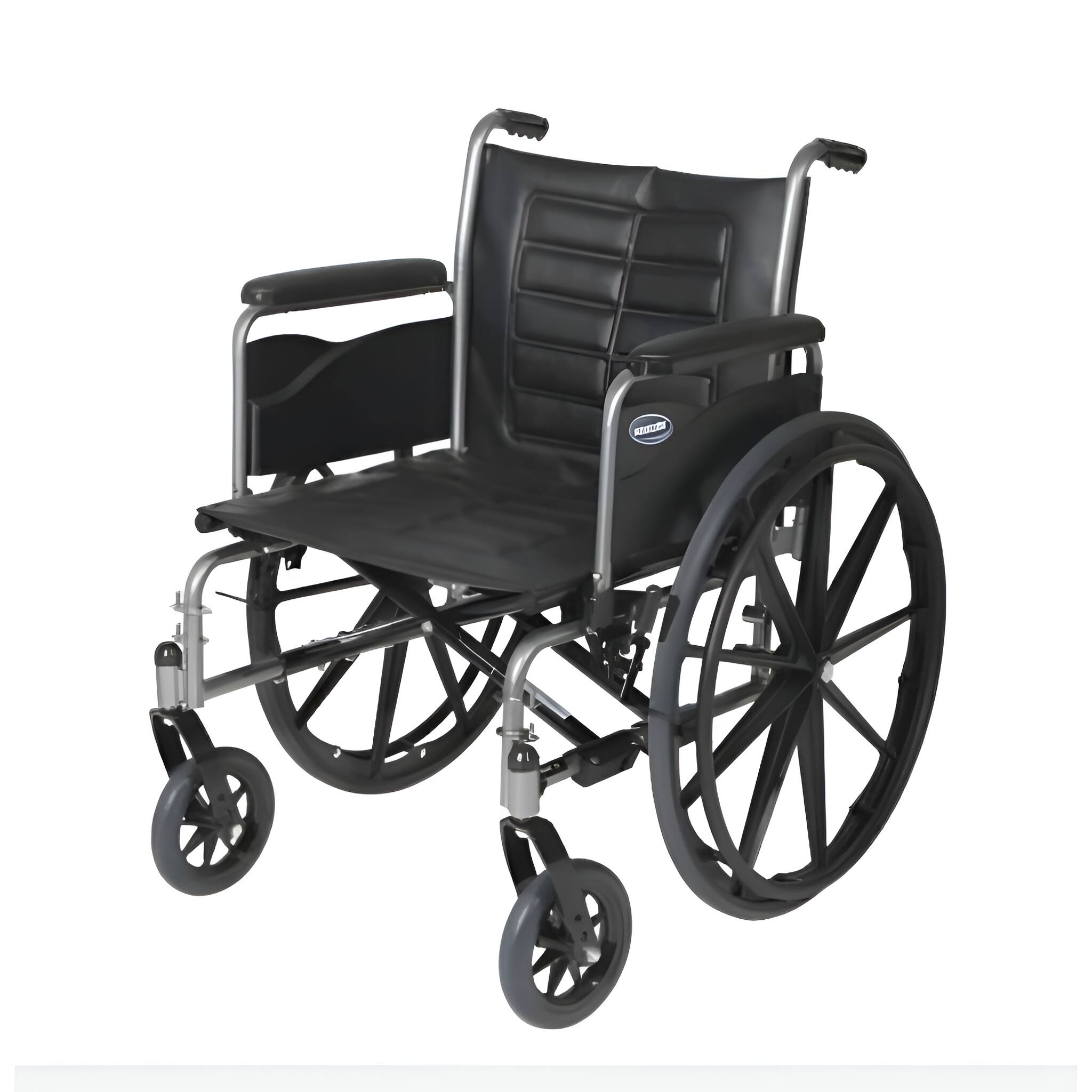 Alt View 2. Invacare - Tracer IV Wheelchair, 20" Seat, Desk-Length Arms, Hemi Footrests with Heel Loops - Black.