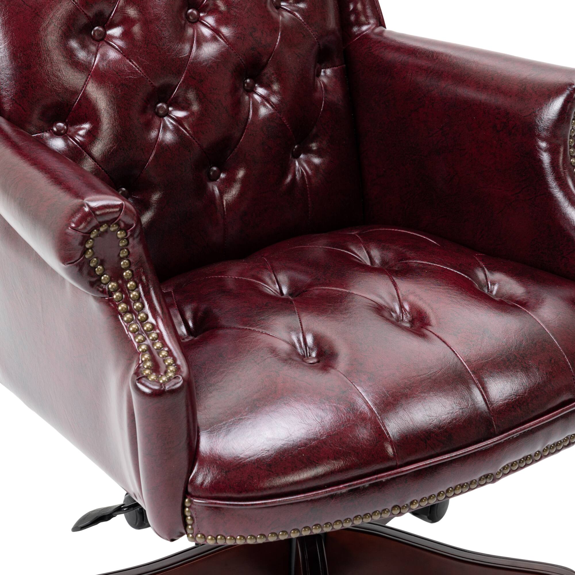 Alt View 4. GOODSILO - Premium High-Back Executive Office Chair with Ergonomic Support and Smooth-Rolling Casters Leather Design - Burgundy.