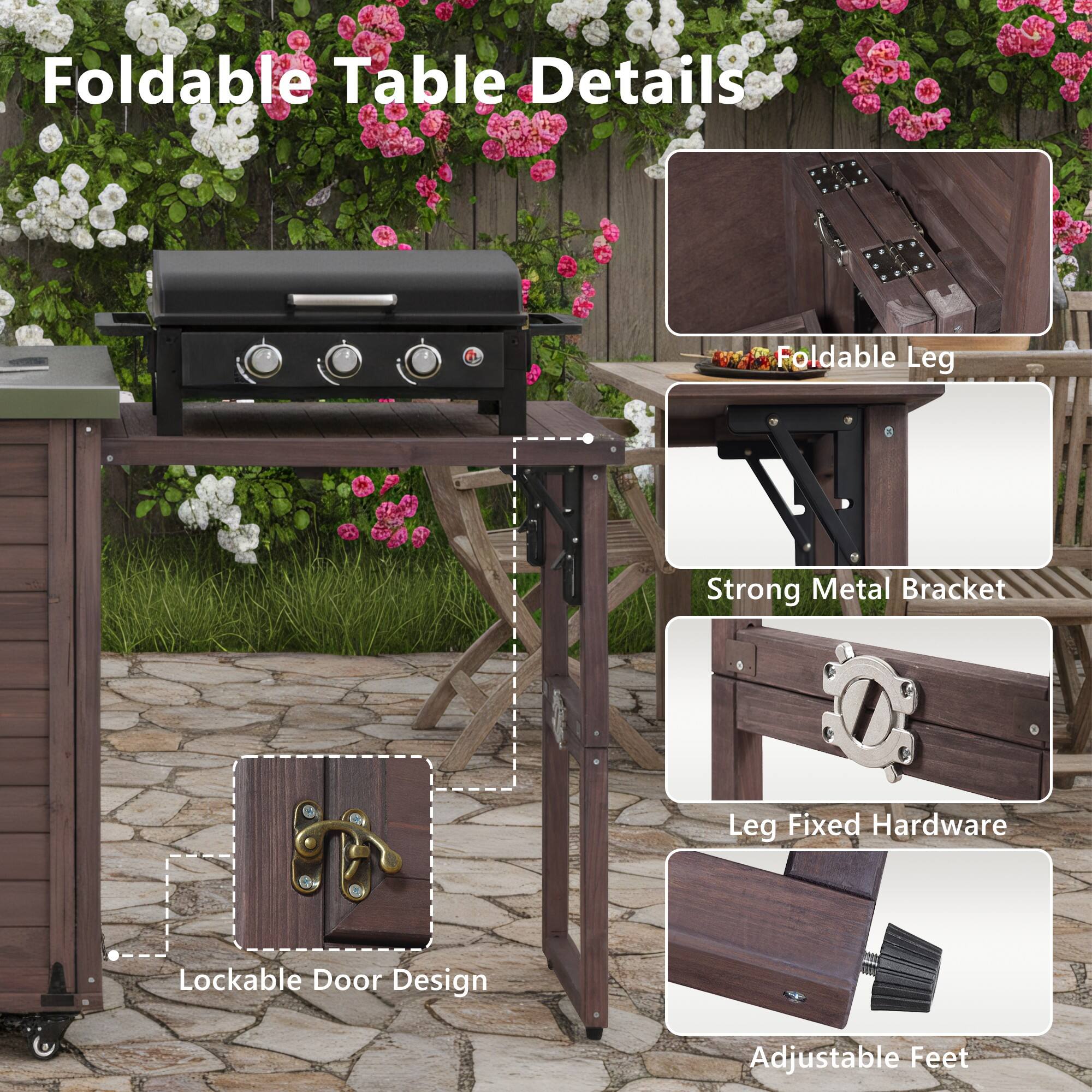 Foldable Table Details

- Foldable Leg
- Strong Metal Bracket
- Leg Fixed Hardware
- Lockable Door Design
- Adjustable Feet