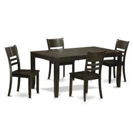 East West Furniture - 5 Pc Dining room set-Kitchen Tables with Leaf and 4 Chairs for Dining room - Cappuccino