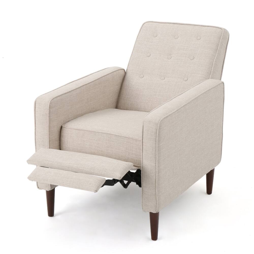 Alt View 7. Loheer - Loheer Fabric Recliner Chair, Mid-Century Pushback Tufted Sofa with Wooden Legs for Living Room - Gray.