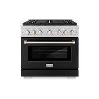 ZLINE - 36 in. Paramount Gas Range with 6 Burner DuoPro Cooktop and Gas Oven with Black Matte Door (PSGR-BLM-36) - Stainless Steel with Black Matte Door - Front_Zoom
