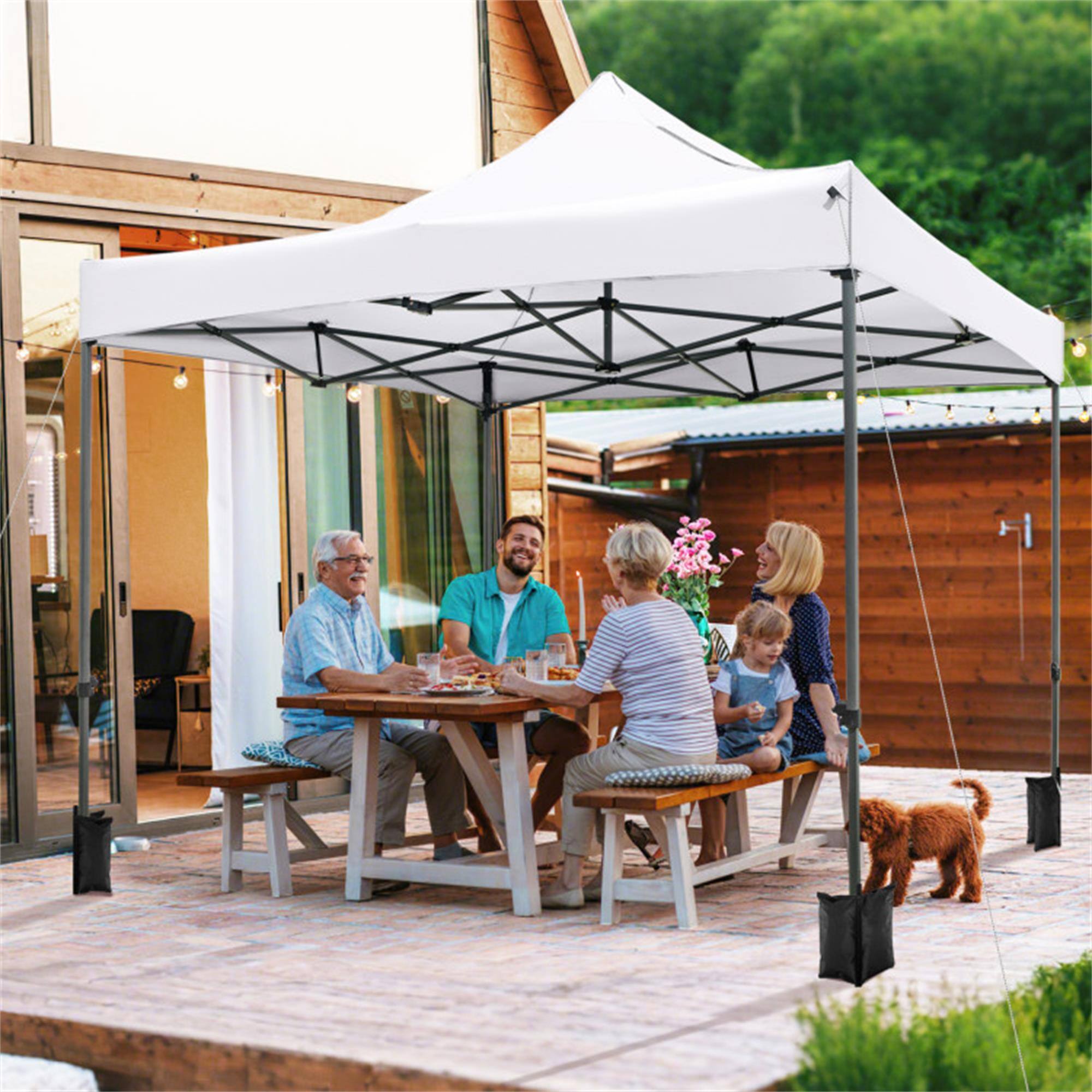 Alt View 1. Boyel Living - White 128.4-in W x 120-in D x 120-in H Pop up Canopy Tent with Carrying Bag.