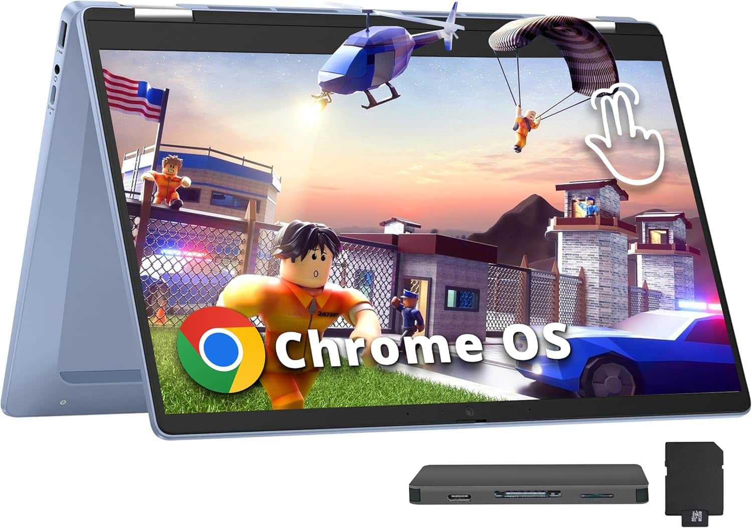 HP - Chromebook x360 14" HD Touchscreen Laptop,Intel N200 Processor,4GB RAM,128GB SSD+160GB Dock Station,Chrome OS - Blue