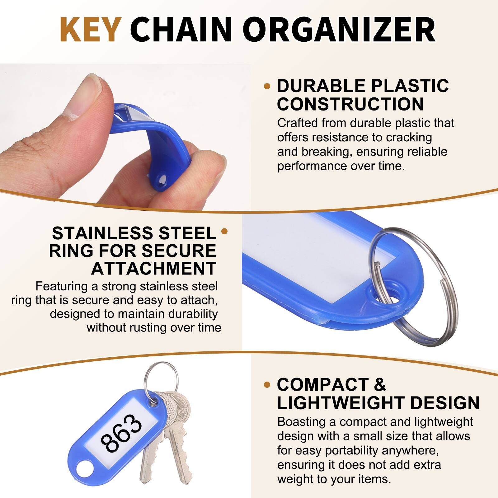 Unique Bargains 10pcs Key Tags with Labels, Key Organizer Markers with ...