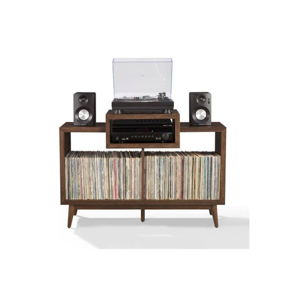 Back. Crosley Furniture - Nashville Medium Record Player Stand With Vinyl Storage - Brown.