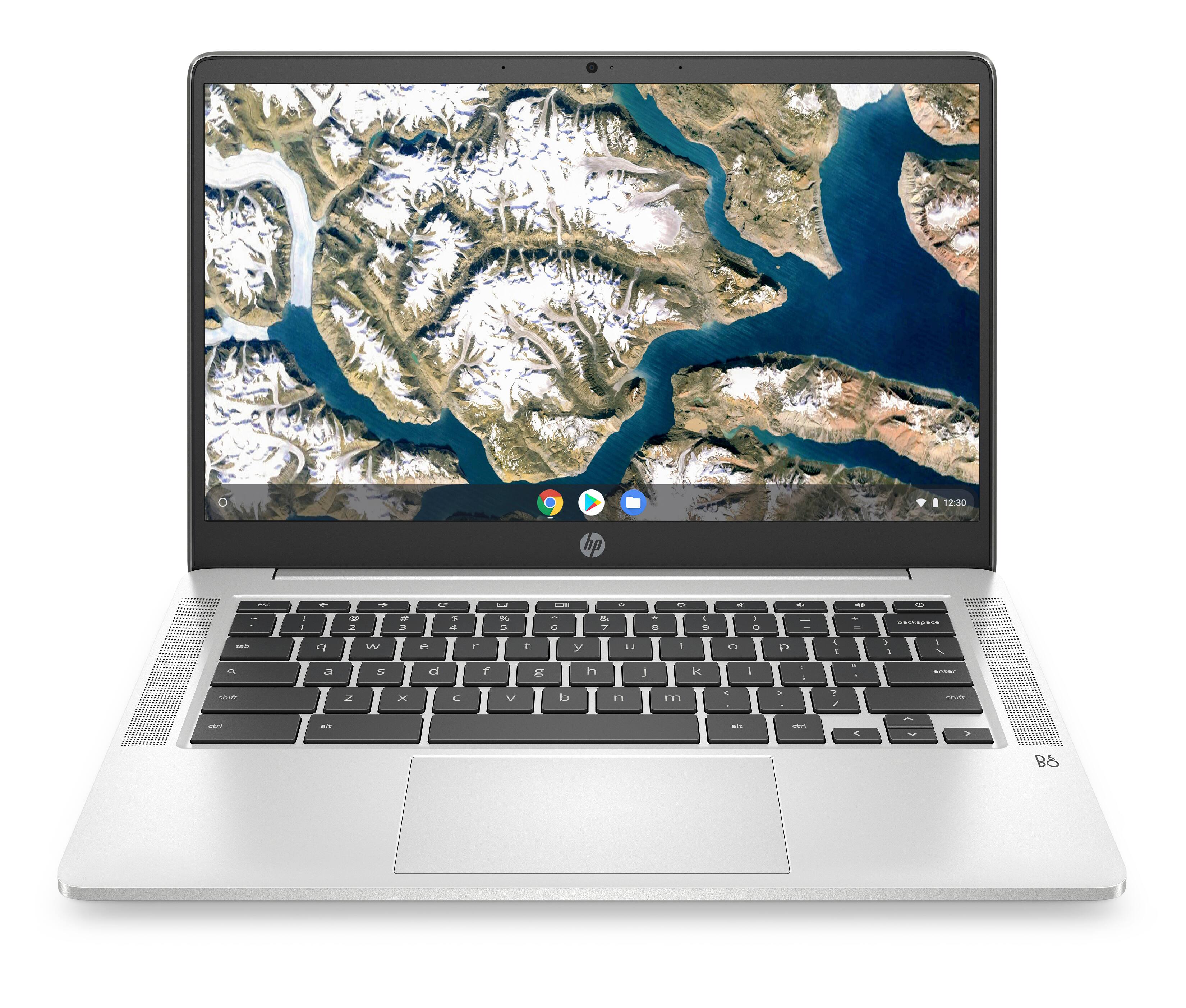 Front. HP - 14" Chromebook  - Intel Celeron N4120 - 4GB Memory - 64GB eMMC - Mineral silver.