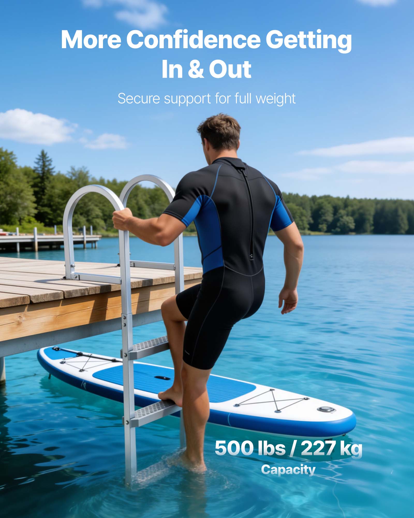 More Confidence Getting In & Out  
Secure support for full weight  
500 lbs / 227 kg Capacity