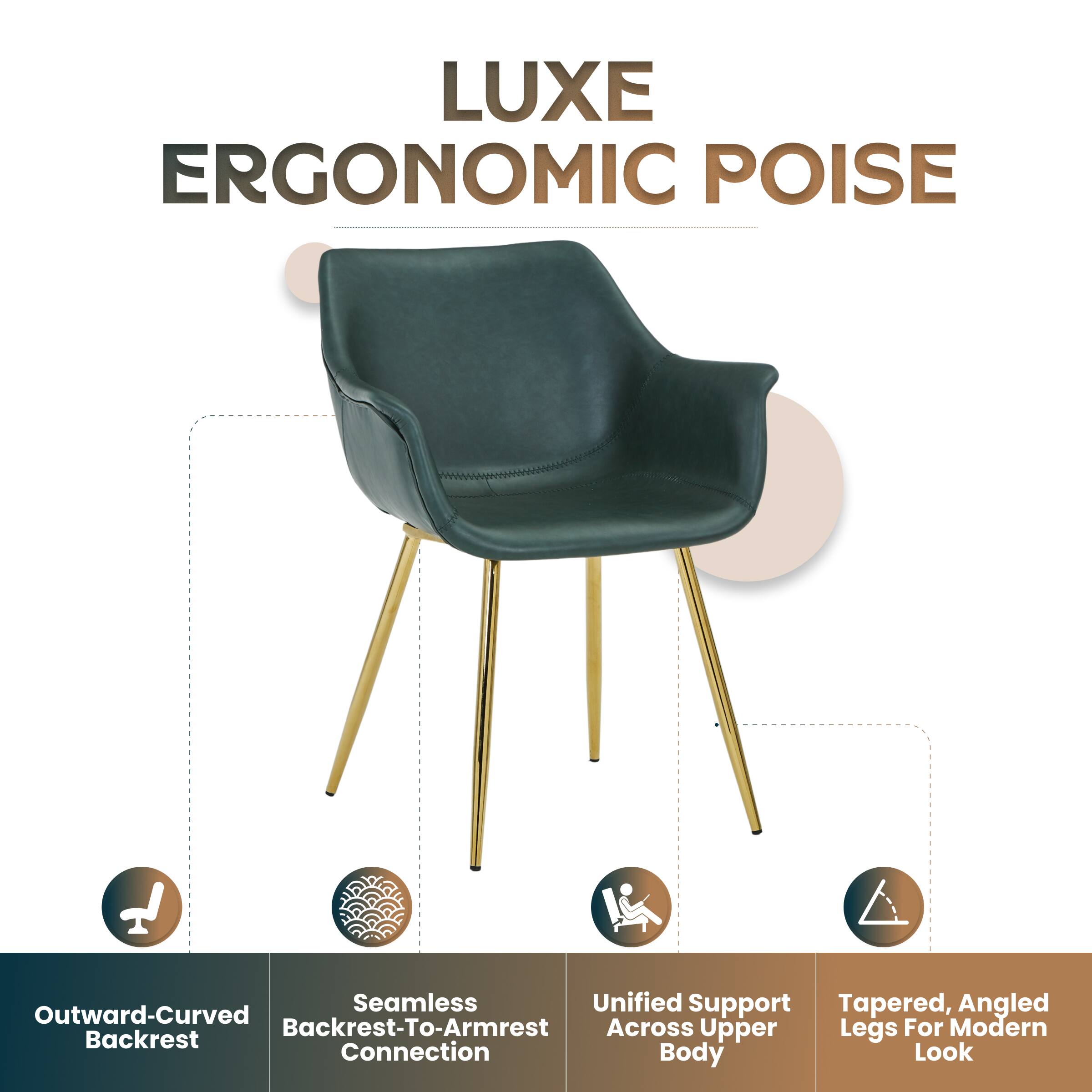 Luxe Ergonomic Poise I Seamless Unified Support Tapered, Angled Outward-Curved Backrest-To-Armrest Across Upper Legs For Modern Backrest Connection Body Look