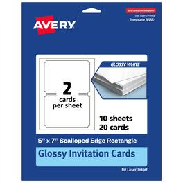 Avery - Cards with Scalloped Edges, 5" x 7", Glossy 20ct - White