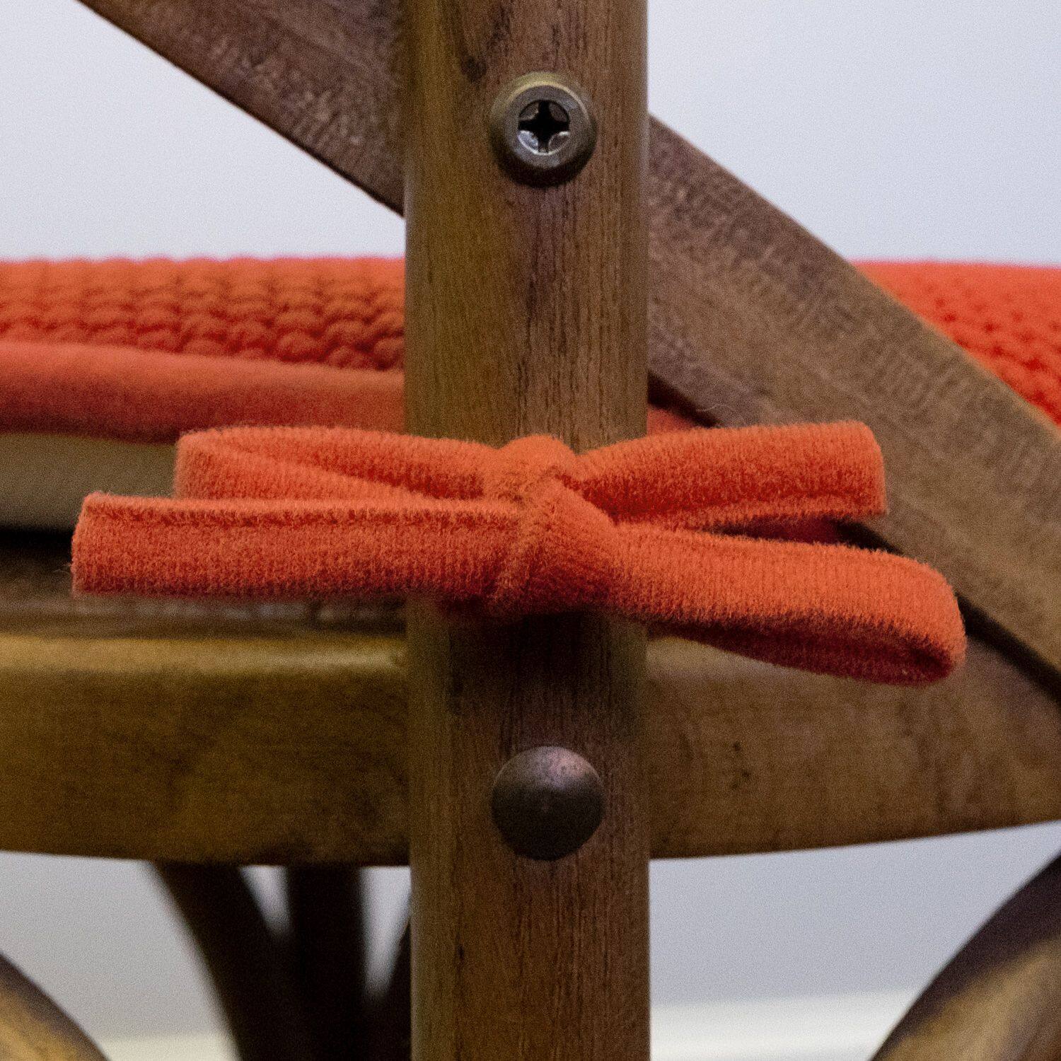 Left. Sweet Home Collection - Honeycomb Memory Foam Non-Slip 16" x 16" Chair Cushion Pad with Ties, 4-Pack - Rust.