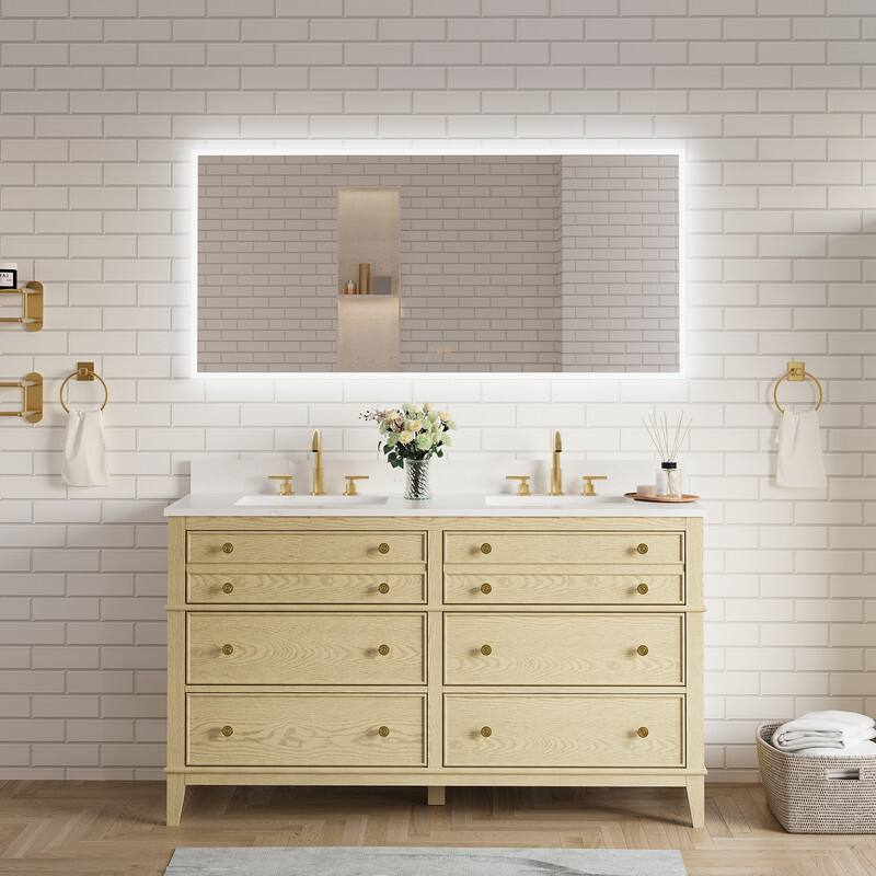 Angle. WELLFOR - 60 inx28 in Frameless Bathroom Mirror with LED Lights & Anti-Fog, Wall-Mounted Bathroom  Vanity Mirrors with Dimmable - Chrome.