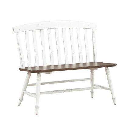 Front. Liberty Furniture Industries - Al Fresco Slat Back Bench for Dining Room - Graphite & Whitestone - Graphite & Whitestone.