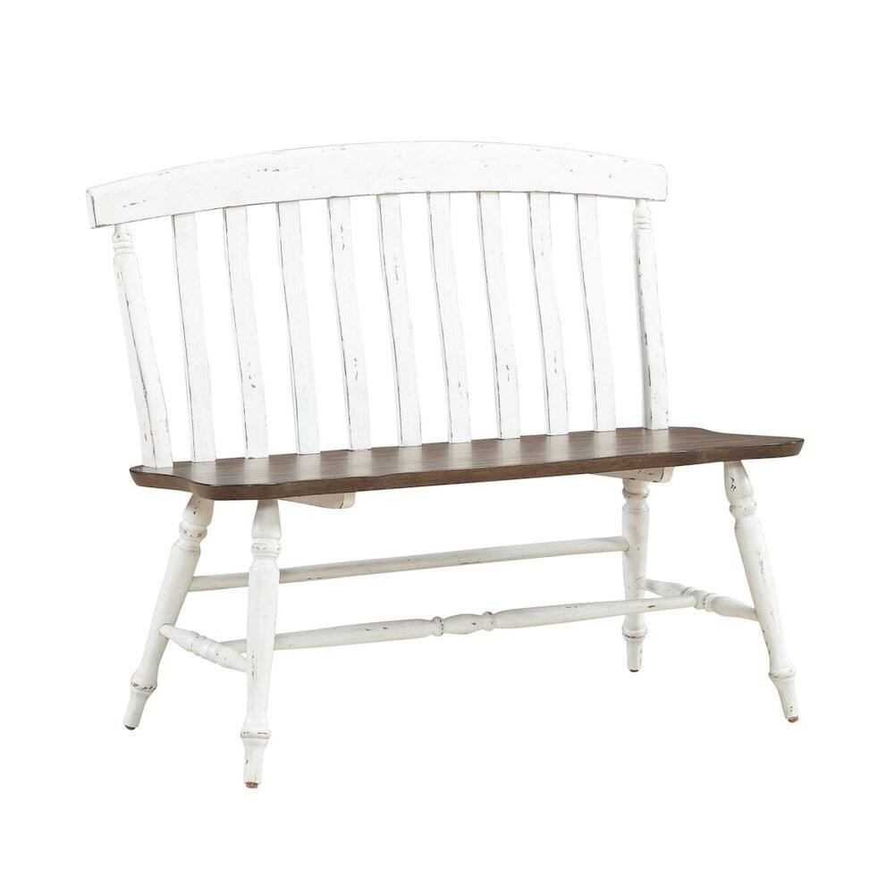Front. Liberty Furniture Industries - Al Fresco Slat Back Bench for Dining Room - Graphite & Whitestone - Graphite & Whitestone.