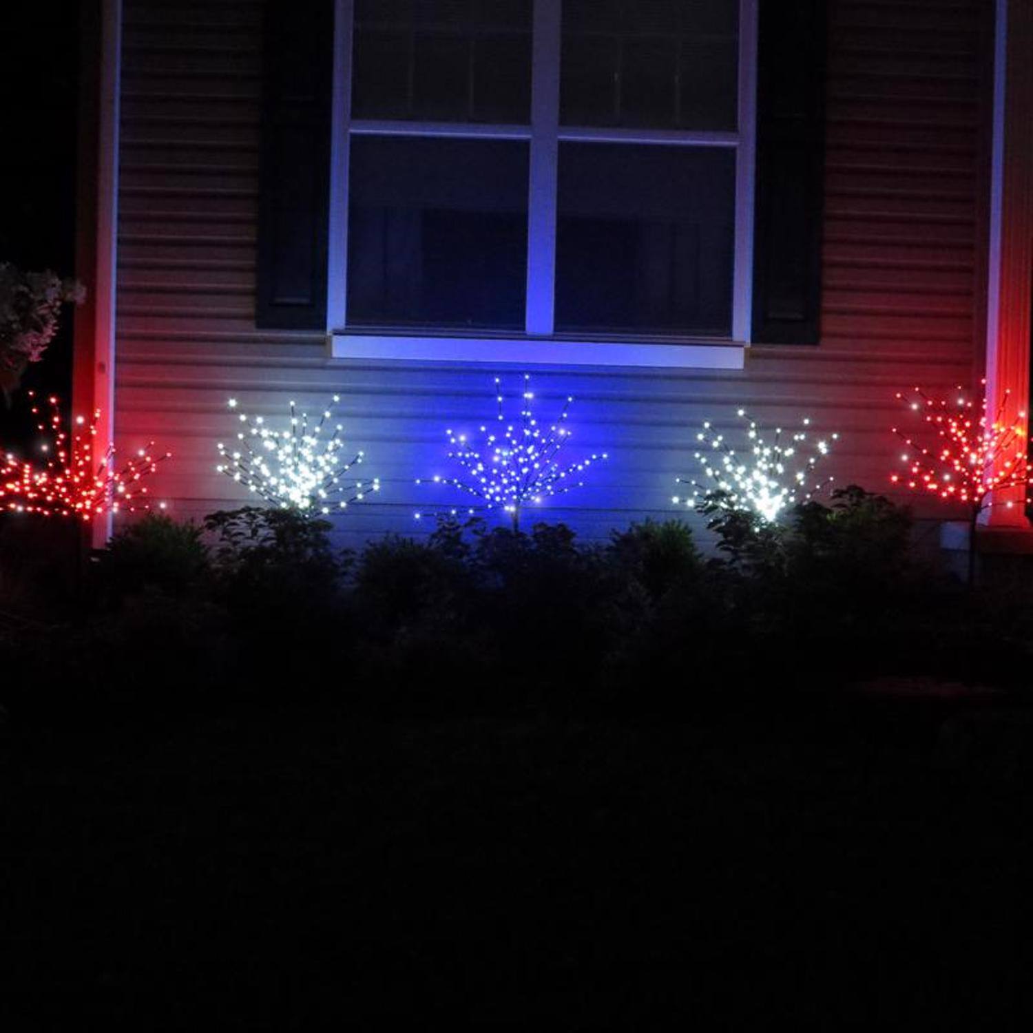 Back. Celebrations - Celebrations Platinum LED Blue Light Burst 32 in. Yard Decor - Blue.