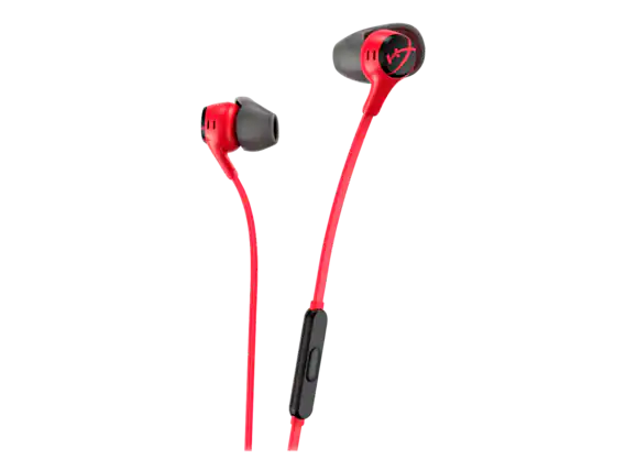 Front. HyperX - HyperX Cloud Earbuds II - Gaming Earbuds with Mic - Red - Red.