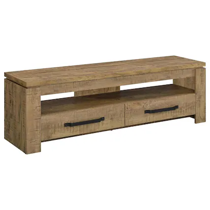 Front. Manhattan Lane - 59 Inch TV Media Entertainment Console with 2 Drawers - Brown, Black.
