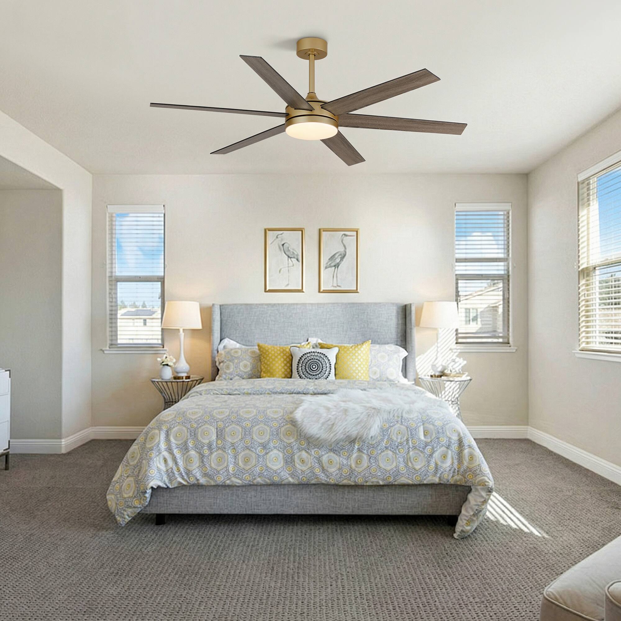 Back. Vaczon - 60 Inch Ceiling Fan with Light and Remote, 24W 3CCT Dimmable, 6 Blades, 6-Speed Reversible, Modern Ceiling Fan - Weathered wood.