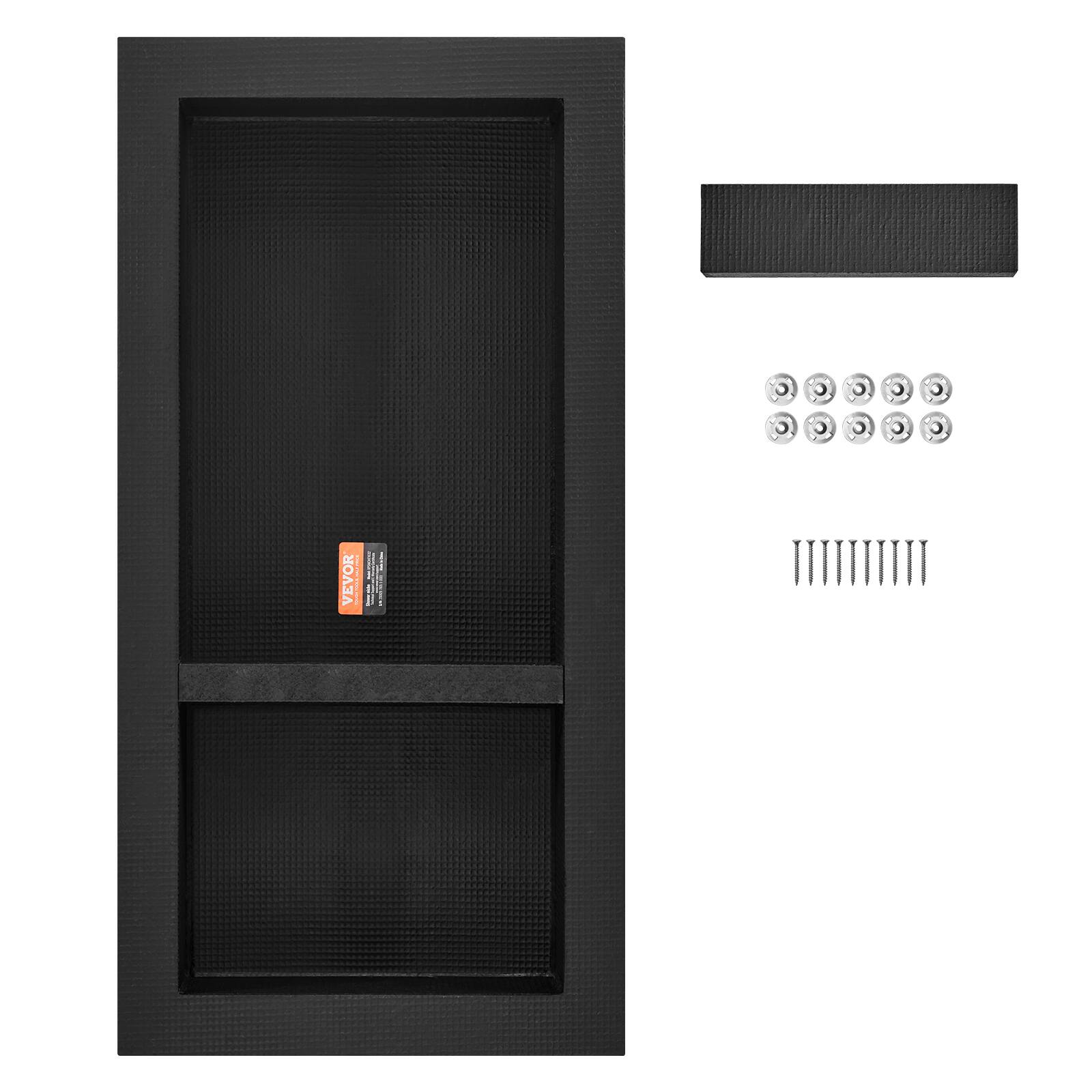 Alt View 5. VEVOR - Shower Niche Ready for Tile 16" x 32", Double Shelf Organizer, Square Corners Wall-inserted Niche Recessed - Black.