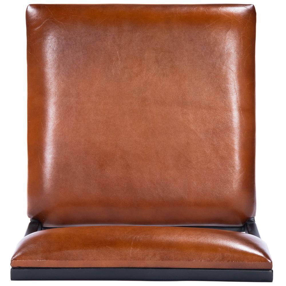 Back. Butler Specialty - Lazarus Leather & Metal 27" Counter Stool - Medium Brown.